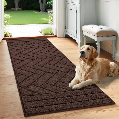 Miniatura 13 de Tindbea Tapete para perro para patas fangosas, absorbe la humedad, la suciedad, antideslizante, lavable, tapete de barro para perros, parte trasera