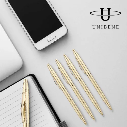 Miniatura 6 de Unibene Bolígrafos retráctiles metálicos delgados – Oro tallado, bonito regalo para negocios, oficina, estudiantes, profesores, boda, Navidad, punta
