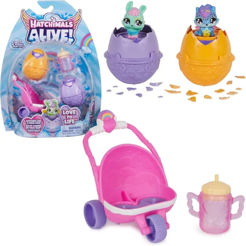 Miniatura 10 de Hatchimals Alive! Juego de vivero y guardería con 4 mini figuras en huevos autoeclosivos, 13 accesorios, juguetes para niños para niñas y niños a
