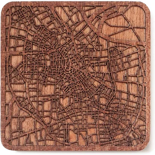 Miniatura 14 de Posavasos Amsterdam Map by O3 Design Studio, 1 pieza, posavasos de madera Sapele con mapa de la ciudad, hecho a mano, varias ciudades opcionales