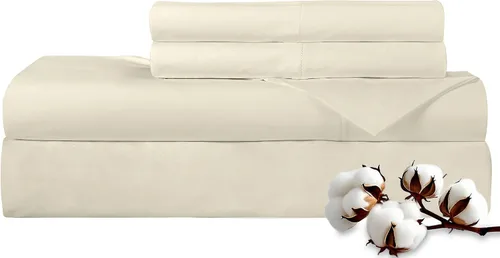 Miniatura 55 de Royale Linens - Juego de sábanas de 400 hilos, 100 % algodón cultivado en EE. UU., 4 piezas, sábana de satén, tamaño Queen - 1 sábana bajera, 1