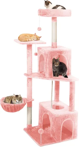 Miniatura 13 de Árbol para gatos, torre de gato de 54 pulgadas para gatos de interior, condominio de felpa de varios niveles para gatos con postes rascadores