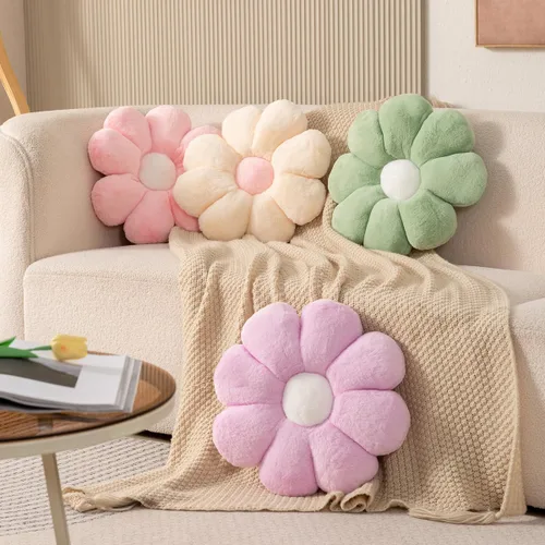 Miniatura 5 de Almohadas Decorativas de Flores Moradas, 25.5 Pulgadas, Almohada Suave de Margarita con Forma de Flor, Cojín de Asiento de Piso para Lectura