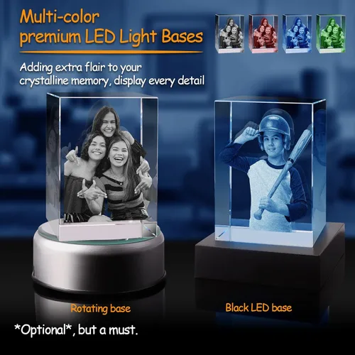 Miniatura 4 de 3Dpixdance Foto de cristal 3D (grande, retrato), regalo personalizado de Navidad, regalos personalizados con tu foto para papá, mamá, esposa