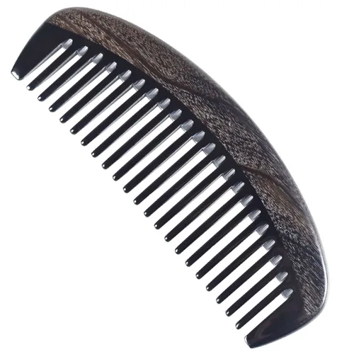 Miniatura 9 de Onedor Peine desenredante para el cabello hecho a mano, 100% natural, madera de chacate preto, antiestática, con aroma a sándalo (diente fino)