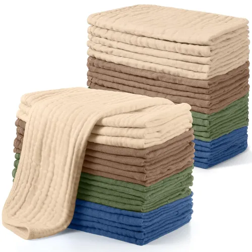 Miniatura 18 de Buryeah Gasas de muselina, 20 piezas, grandes de 20 x 10 pulgadas, 100% algodón, 6 capas ultraabsorbentes y suaves, toallitas de mano para babeo
