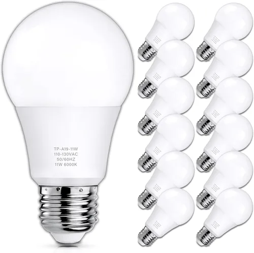 Miniatura 13 de MAXvolador Paquete de 12 bombillas LED A19, bombilla LED equivalente a 100 W, luz blanca diurna de 5000 K, 1100 lúmenes, base media E26, CRI 85+,