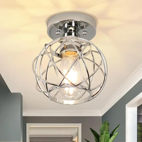 Miniatura 10 de Lámparas de techo para pasillo, montaje empotrado, E26, iluminación de techo con candelabro pequeño de cristal, iluminación interior para vestíbulo