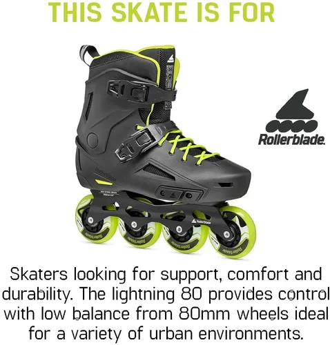 Miniatura 4 de Rollerblade Lightning - Patines en línea urbanos para hombre, color negro y lima