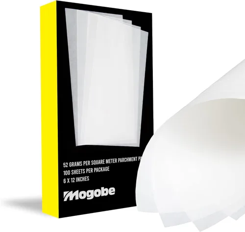 Papel de pergamino de 6 x 12 pulgadas, revestimiento de 2 caras, apto para prensa de calor y raspadores, 100 hojas, de Mogobe