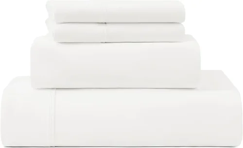 Miniatura 25 de UGG Juego de sábanas refrescantes de lujo de 4 piezas para cama King, con bolsillos profundos, ropa de cama prémium con 2 fundas de almohada, Blanco