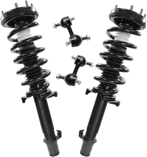 Miniatura 98 de Detroit Axle - Kit de 4 barras estabilizadoras delanteras para Ford F-150 2021 2022 2023 2024, 2 puntales con resorte helicoidal, 2 eslabones
