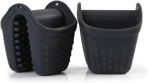 Dexas Micromitt - Guantes de silicona para horno, resistentes al calor hasta 450 °F, juego de 2, aptos para lavavajillas, agarre antideslizante, Gris