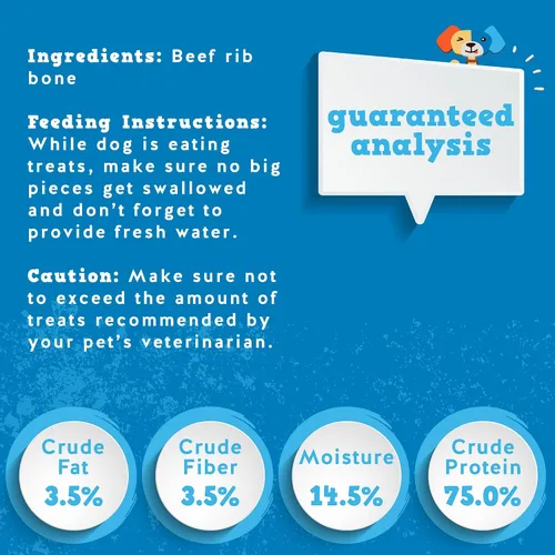 Miniatura 4 de Jack&Pup Huesos de costilla de 12 pulgadas para perros (paquete de 3), huesos de carne de perro totalmente naturales, médula ósea de un solo