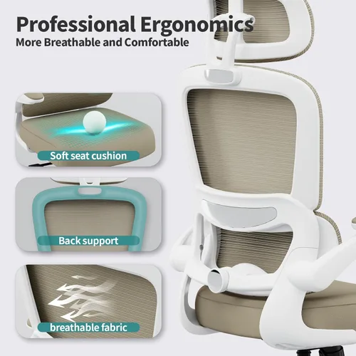 Miniatura 3 de TRALT Silla de Oficina Ergonómica para Escritorio, 330 LBS Sillas de Escritorio de Oficina de Malla para el Hogar con Ruedas, Cómoda Silla Gaming