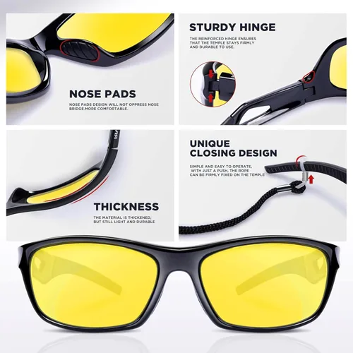 Miniatura 3 de RIVBOS Polarized Sports Sunglasses Driving Sun Glasses Shades for Men Women Tr90 Frame for Cycling Fishing Running RB831 Versión Black Night