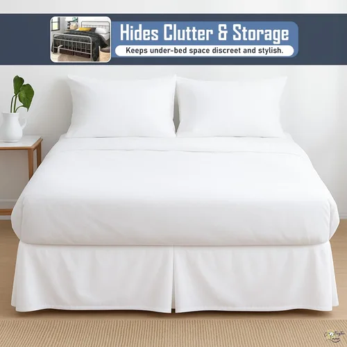 Miniatura 6 de Cottington Lane Falda de cama plisada de lujo tamaño individual caída de 10 pulgadas esquinas divididas, Hotel de lujo 1800 ultra suave a medida