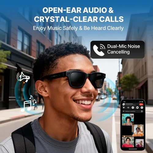 Miniatura 6 de Lentes inteligentes AI con cámara, 8MP estabilizado 1200P HD grabación de video HD, UV400 gafas de sol deportivas al aire libre con audio Bluetooth