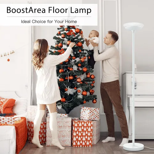 Miniatura 8 de BoostArea Torchiere - Lámpara de pie LED súper brillante de 24 W, lámpara de poste regulable sin escalones con iluminación de 3000 K, pantalla
