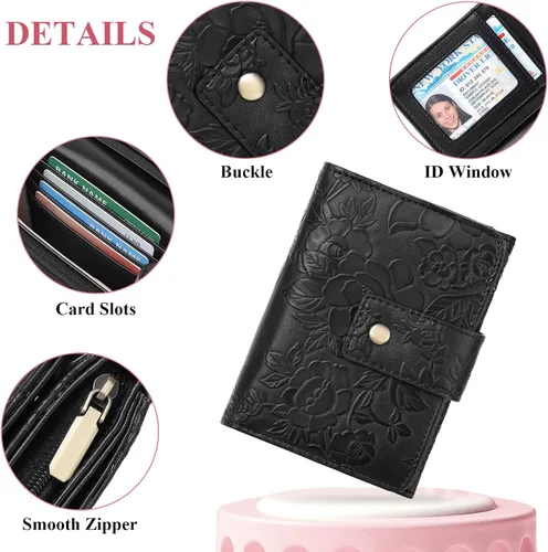 Miniatura 4 de SENDEFN Billeteras para mujer, billetera triple para mujer, tarjetero para tarjetas de crédito, bolsillo para monedas con ventana de identificación