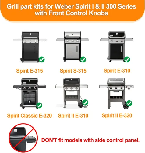Miniatura 4 de SafBbcue Kits de piezas de parrilla para Weber Spirit II Serie 300 GS4 Parrillas de gas 7636 Barras aromatizantes 69787 Tubo de quemador 67060 Placa