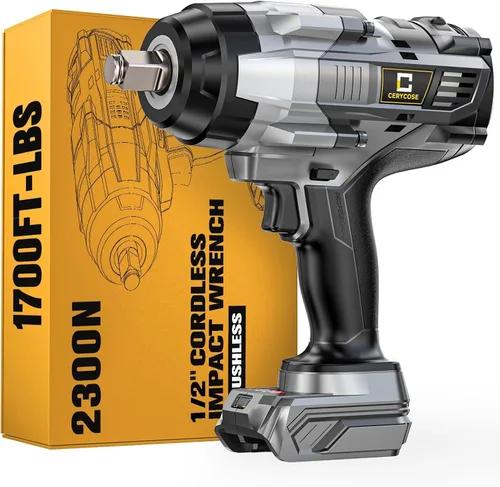 Llave de impacto inalámbrica de 1/2 pulgada compatible con batería Dewalt: Llave de impacto de alto torque de 1700 pies-libras, herramienta de
