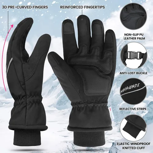 Miniatura 4 de JUMPHIGH Winter Gloves, Waterproof Thermal Gloves, Cold Weather Gloves, Men's Snow Gloves, Warm Gifts for Women and Men