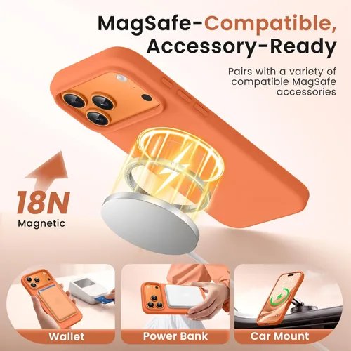 Miniatura 629 de GONEZ Funda de silicona para iPhone 15 Pro Max, compatible con Magsafe, protector de cámara + protector de pantalla, forro de microfibra suave