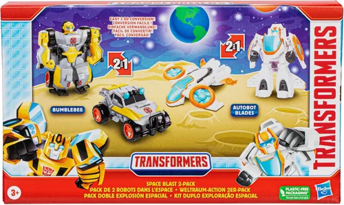 Miniatura 3 de Transformers - Juguetes Space Blast, paquete de 2 figuras de acción de 4.5 pulgadas de Bumblebee y Autobot Blades, juguetes de robots en preescolar
