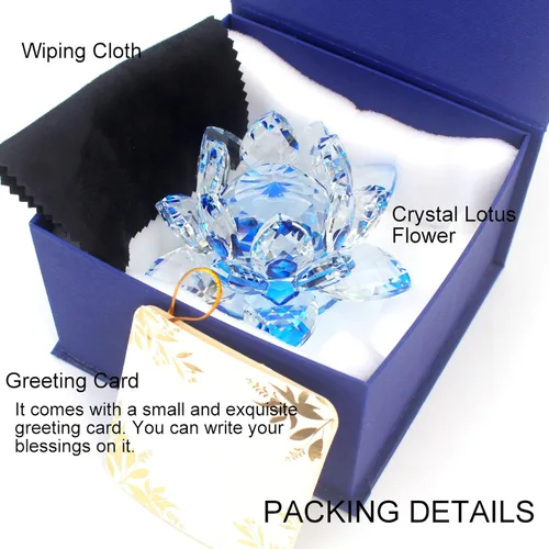 Miniatura 6 de Flor de loto de cristal brillante, 4 pulgadas, reflejo de loto de cristal transparente para Feng Shui, decoración del hogar, adornos o peso de papel