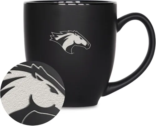 Miniatura 100 de Rico Industries - Taza de cerámica mate negra con grabado láser estándar de 15oz para NCAA (escuelas T & U) - Para bebidas calientes o frías