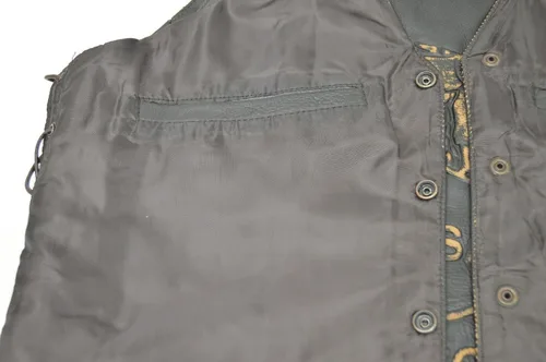 Miniatura 7 de Chaleco de cuero para hombre con cabeza de águila y estrellas en relieve con encaje lateral marrón y negro
