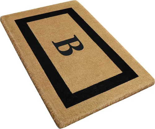 Miniatura 4 de Tapete de fibra de coco natural, para puerta de entrada, rectangular, resistente, para patio, atrapador de suciedad antideslizante, decoración