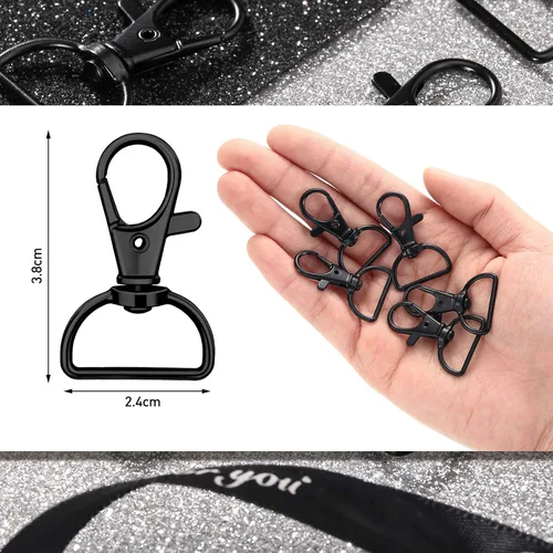 Miniatura 2 de Hotop 35 piezas de cierres giratorios para llavero, gancho de clip de metal de langosta con anillos en D para llavero, bolso, hardware, proyecto