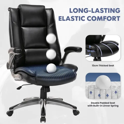 Miniatura 4 de COLAMY Silla de Oficina Ejecutiva de Cuero - Silla de Escritorio de Computadora para Casa con Respaldo Alto con Brazos Abatibles Acolchados, Bloqueo