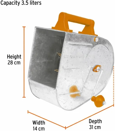 Miniatura 3 de Truper Aplicador profesional de textura galvanizada, pulverizador de estuco, Tirolera, capacidad de 3,5 L, acabado fino a grueso, mango de manivela