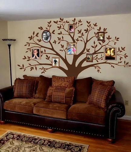 Miniatura 6 de Vinilo decorativo para pared de árbol de fotos de familia gigante, arte mural, decoración de pared para sala de estar, habitación de bebé (negro)