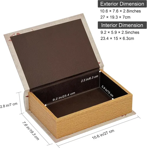 Miniatura 3 de PACOLO Cajas decorativas para libros, cubierta de madera sintética para guardar joyas ocultas, dinero y dinero en efectivo (As de corazones)