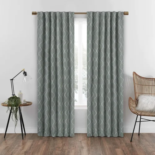 Miniatura 11 de Eclipse Absolute Zero Nora Geo - Cortinas opacas con aislamiento térmico y bolsillo para barra, para dormitorio, panel individual, 50 x 63 pulgadas