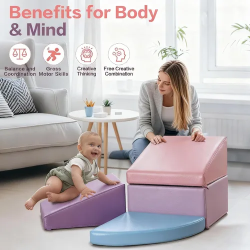 Miniatura 5 de Bloques de Espuma de Escalada para Niños Pequeños: Bloques de Espuma de Cuero PU para Juego Activo de Niños - Juguetes de Escalada para Niños