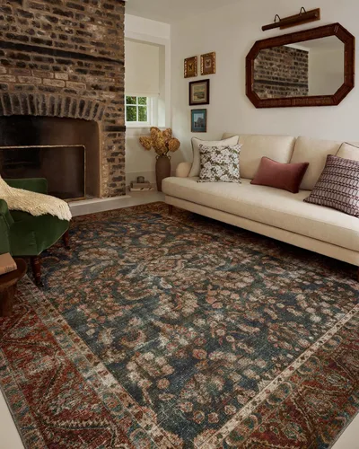 Miniatura 12 de Loloi Chris Loves Julia Jules Collection JUL-06 Denim/Spice 2'-3'' x 3'-9'', 0.13 pulgadas de altura, alfombra decorativa