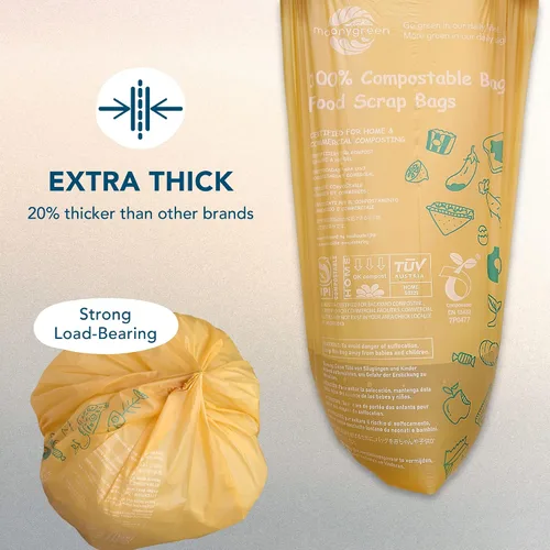 Miniatura 4 de Bolsas de basura compostables de 13 galones, bolsas altas de basura de alimentos de cocina, US BPI ASTM D6400 y Europe OK Compost Home, resistentes
