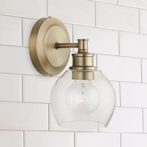 Miniatura 6 de Capital Lighting 621111PN-426 - Lámpara de pared de cristal transparente de mediados de siglo, 1 luz de 100 vatios, 10 pulgadas de alto x 6 pulgadas