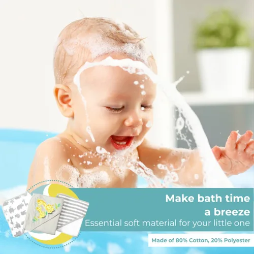 Miniatura 5 de Spasilk Baby - Juego de toallas con capucha y paños de baño para niñas y niños recién nacidos (23 unidades)