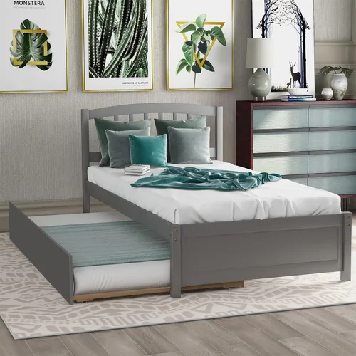 Miniatura 10 de Harper & Bright Designs Base de cama individual con plataforma nido para niños, cama individual con cama nido extraíble de madera maciza