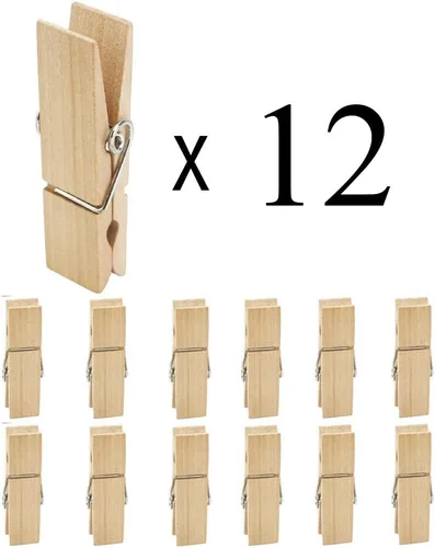 Miniatura 7 de Alfileres de madera grandes, resistentes y resistentes (madera, 2.83 x 0.71 pulgadas, 12 unidades)