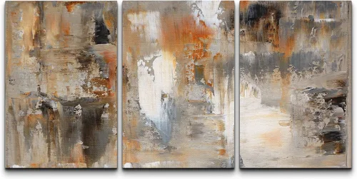 Miniatura 197 de wall26 Lienzo enmarcado para pared, juego de arte con trazos de pintura roja y naranja vibrante, paisaje, formas abstractas, ilustraciones, arte