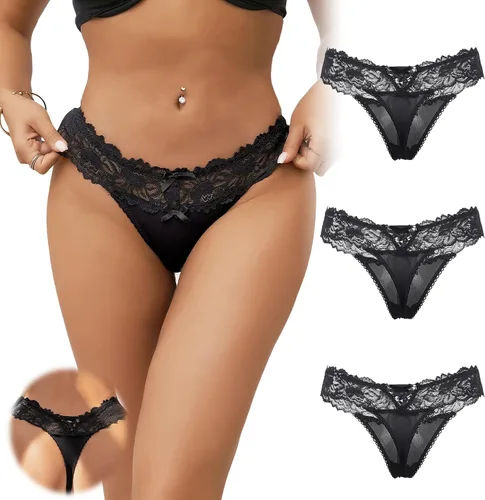 Miniatura 85 de ohyeah Tangas sexy de encaje tangas bragas de tiro bajo ropa interior para mujer de algodón entrepierna braga tangas bragas 4-18