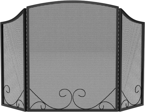 Miniatura 9 de Lizh Metalwork - Pantalla de chimenea de hierro forjado de 3 paneles, 48 pulgadas de largo x 29 pulgadas de alto, protector de chispas con diseño