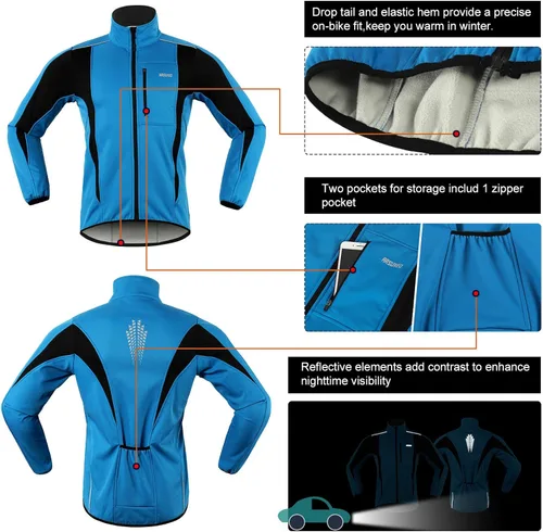 Miniatura 5 de Chaqueta térmica para ciclismo (tejido Softshell, resistente al viento, impermeable, 15K) de ARSUXEO